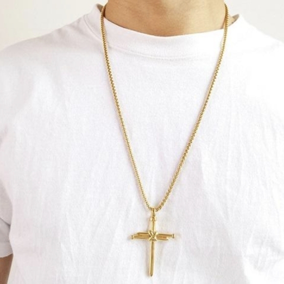 💐3 For $15💐 Pendant w/chain--3:16 Nails & Rope Cross - Picture 3 of 5